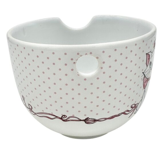 Disney Marie Aristocats Ceramic Ramen Bowl and Chopsticks Set White Pink Dots - Picture 4 of 10